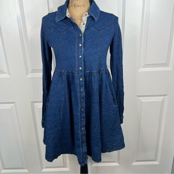Free People Blue Long Sleeve Dress - Picture 3 of 11